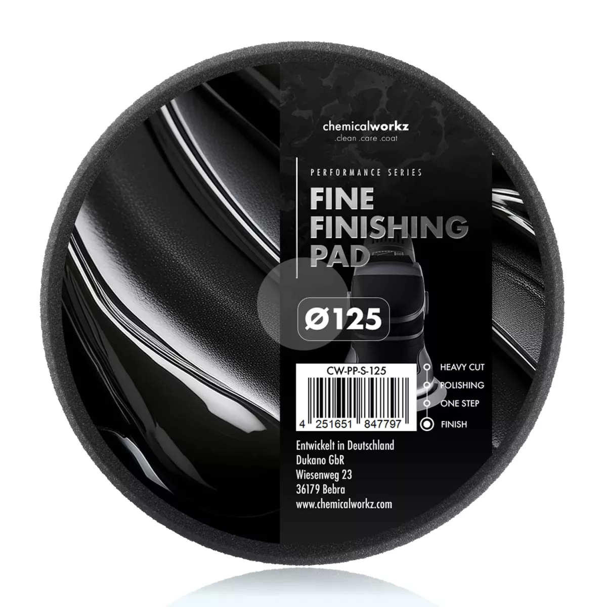 chemicalworkz Fine Finishing Performance Pad 125 mm – weiches Finish-Polierpad für Hochglanzlacke