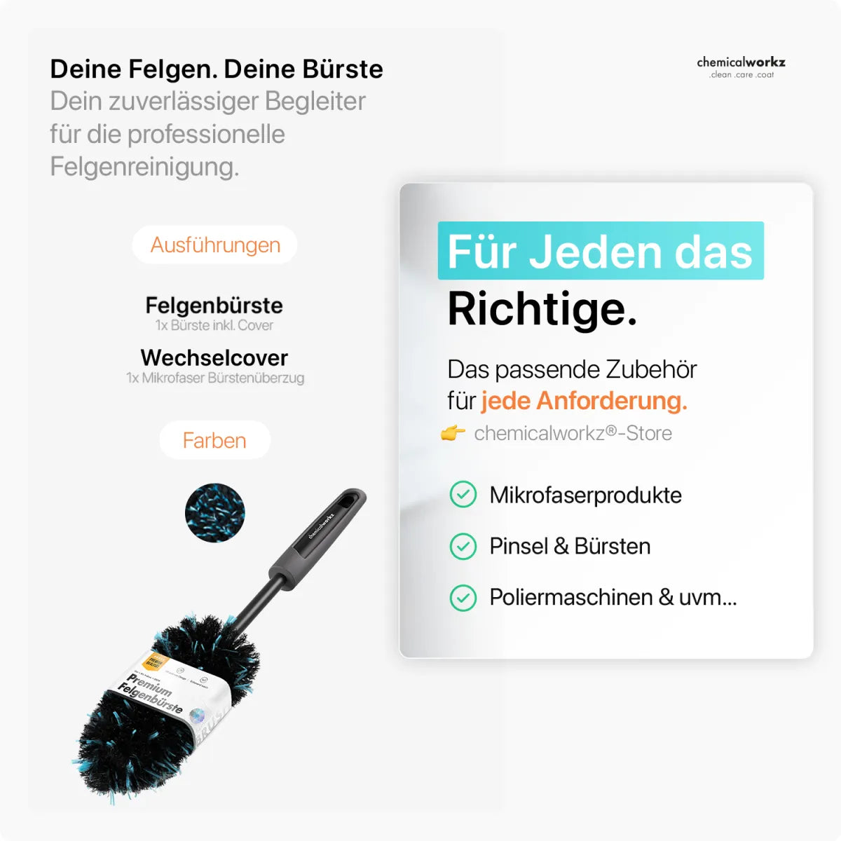 Flat Wheel Brush Felgenbürste für enge Zwischenräume