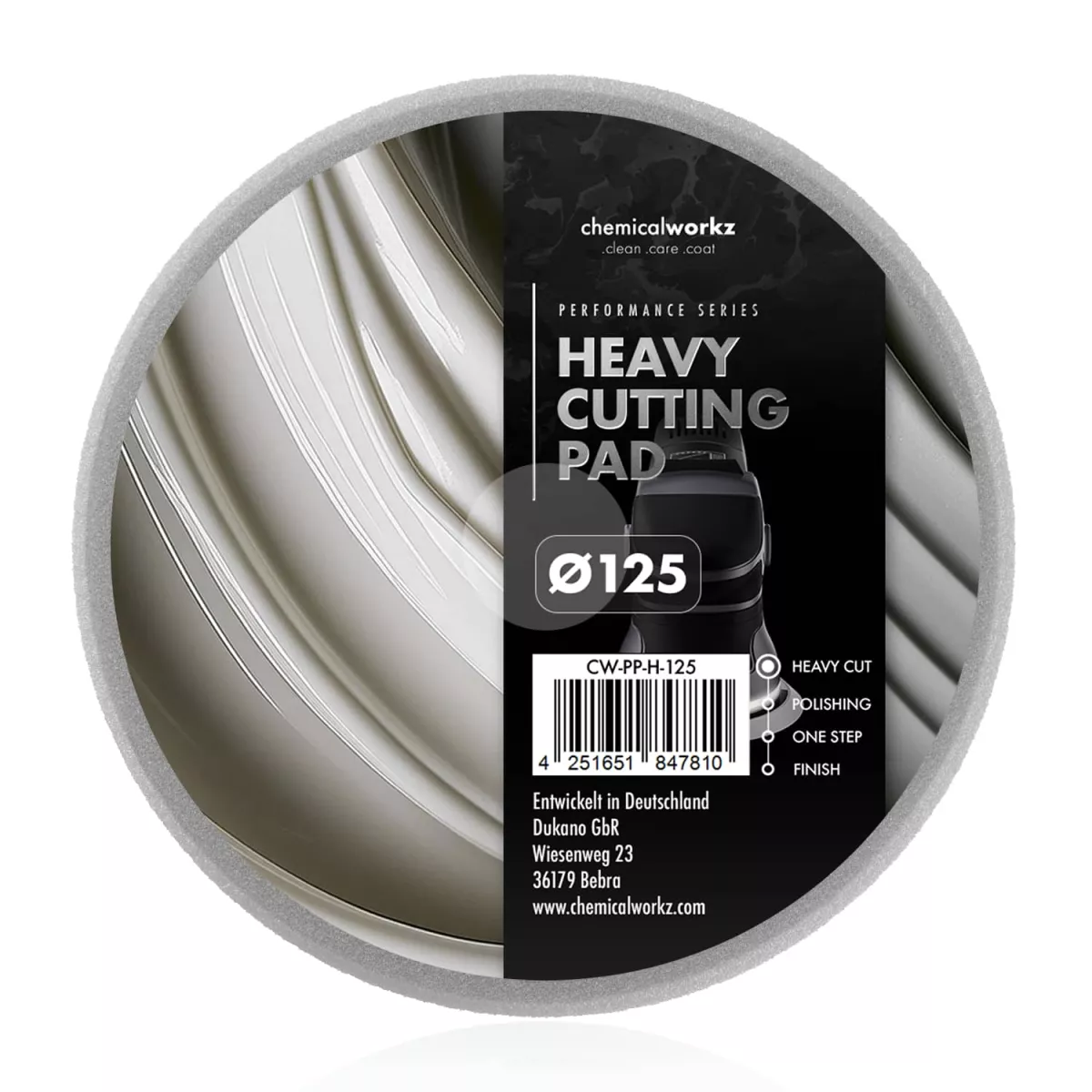chemicalworkz Heavy Cutting Performance Pad – hartes Polierpad 125 mm für Schleifpolitur