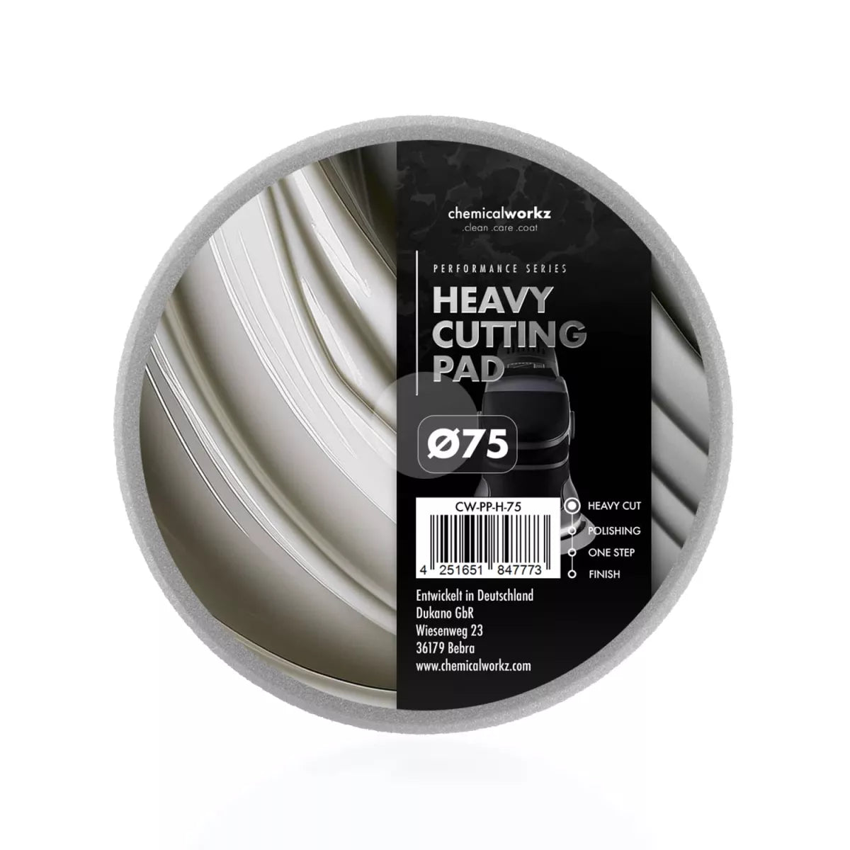 chemicalworkz Heavy Cutting Performance Pad – hartes Polierpad 75mm für Schleifpolitur