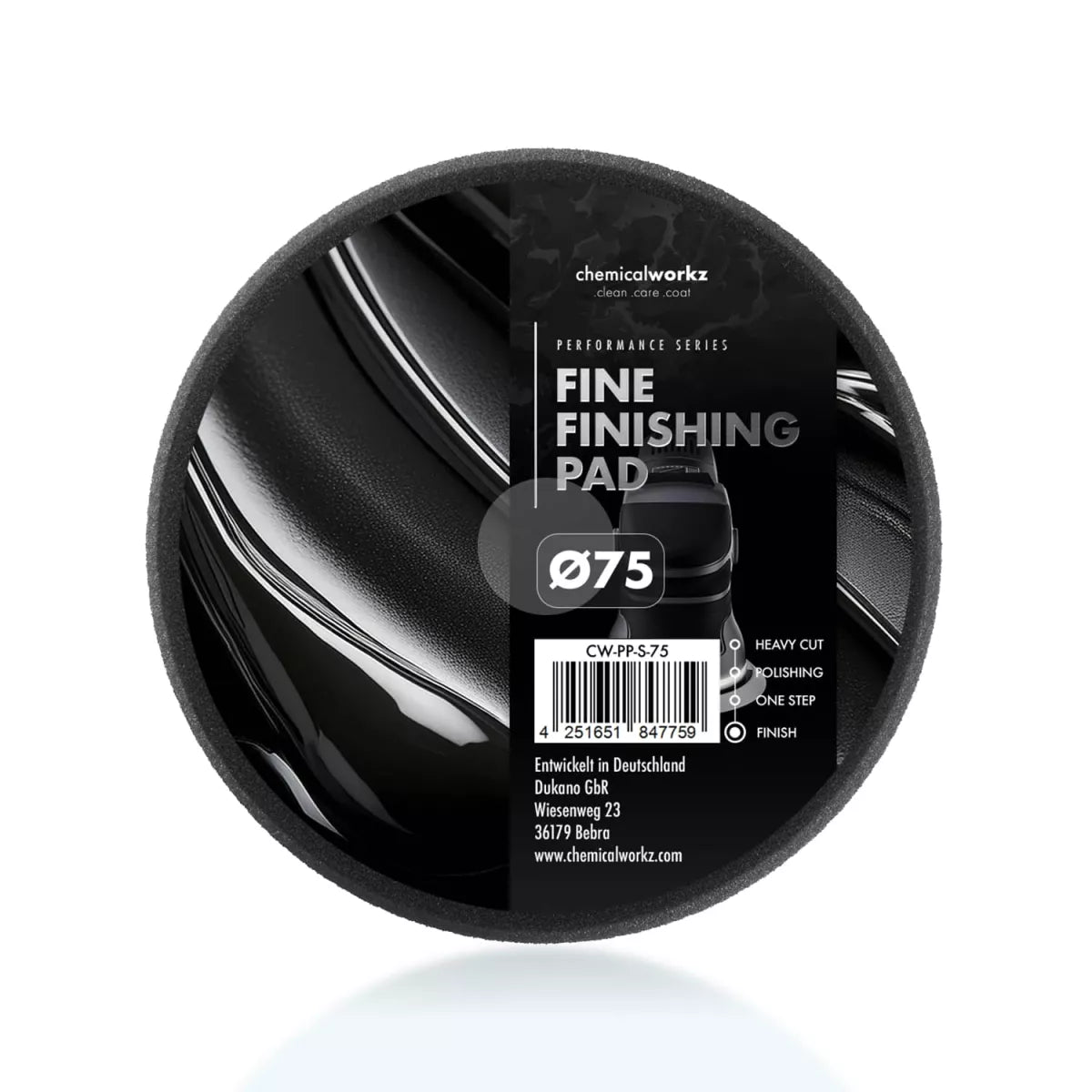 chemicalworkz Fine Finishing Performance Pad 75 mm – weiches Finish-Polierpad für Hochglanzlacke
