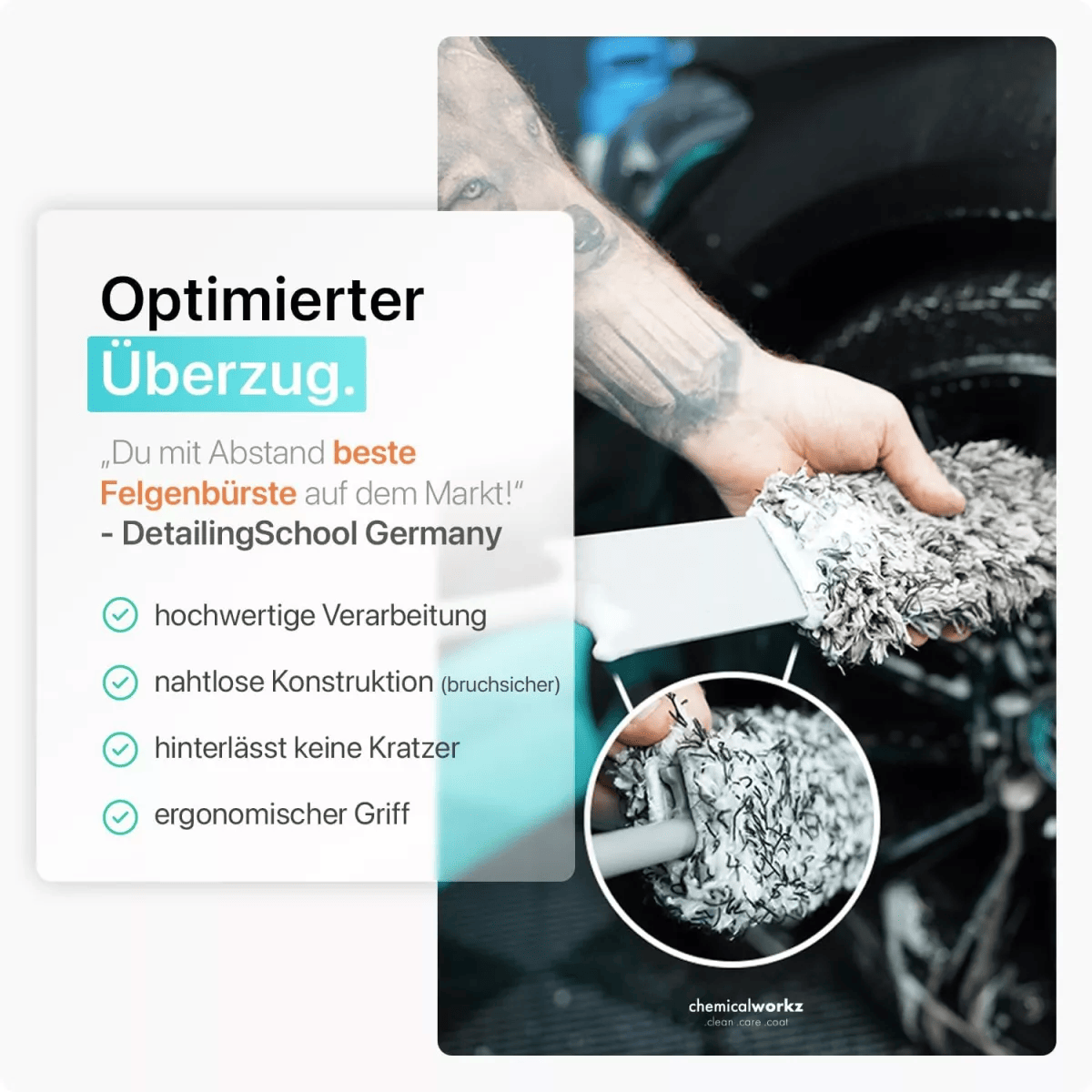 chemicalworkz Flat Wheel Brush Cover Small Mikrofaser Wechselbezug
