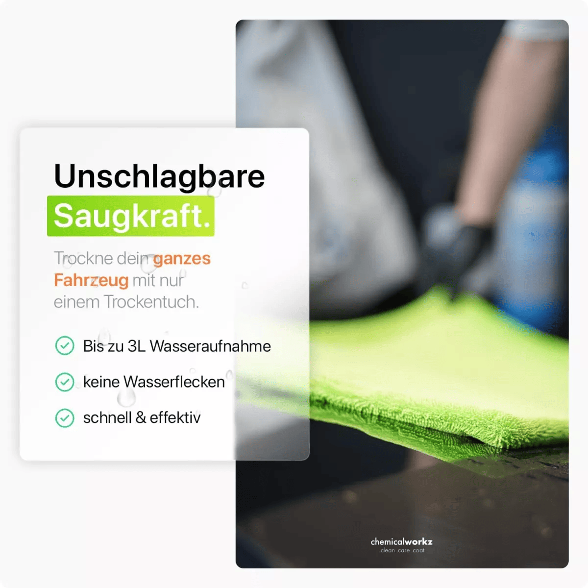 chemicalworkz Shark Twisted Loop Towel 1400GSM Grün Trockentuch 60x40cm