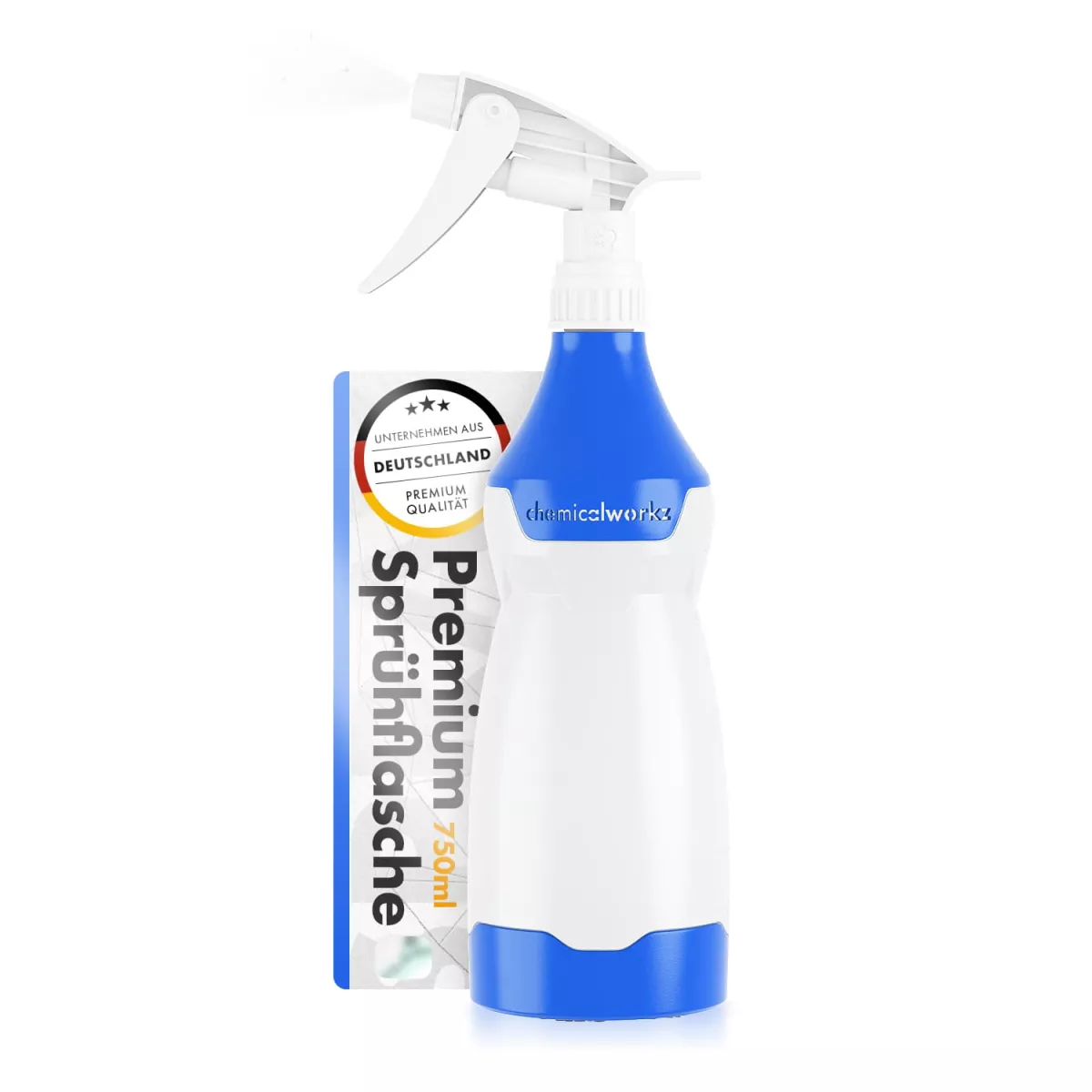 chemicalworkz Sprühflasche 750ml Blau mit Skala und Premium Sprühkopf für Reinigungsmittel