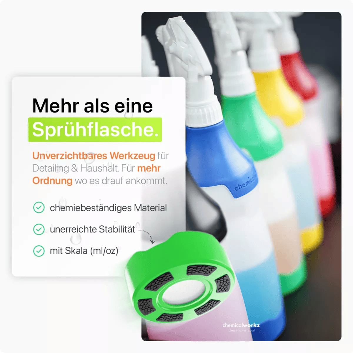 chemicalworkz Sprühflasche Grün mit Premium Trigger 750ml