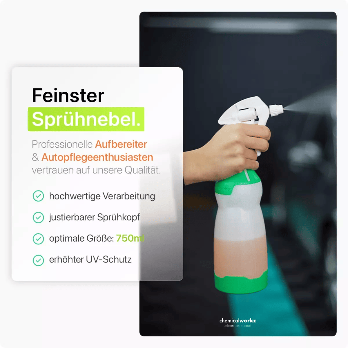 chemicalworkz Sprühflasche Grün mit Premium Trigger 750ml