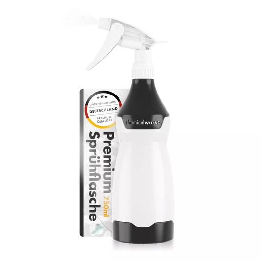 chemicalworkz Sprühflasche 750ml Schwarz mit Skala und Premium Trigger für Werkstatt oder Autopflege