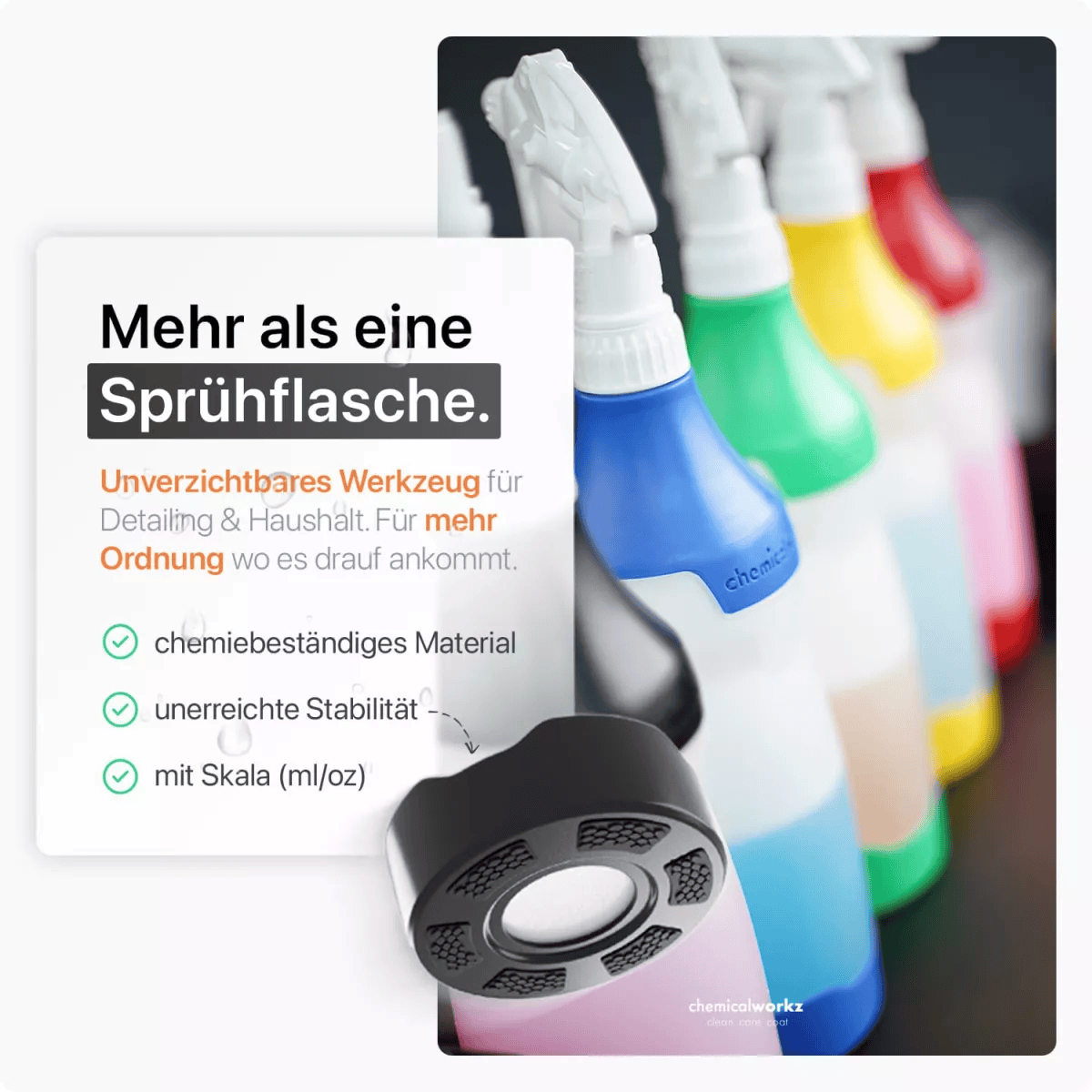 chemicalworkz Sprühflasche Schwarz mit Premium Trigger 750ml