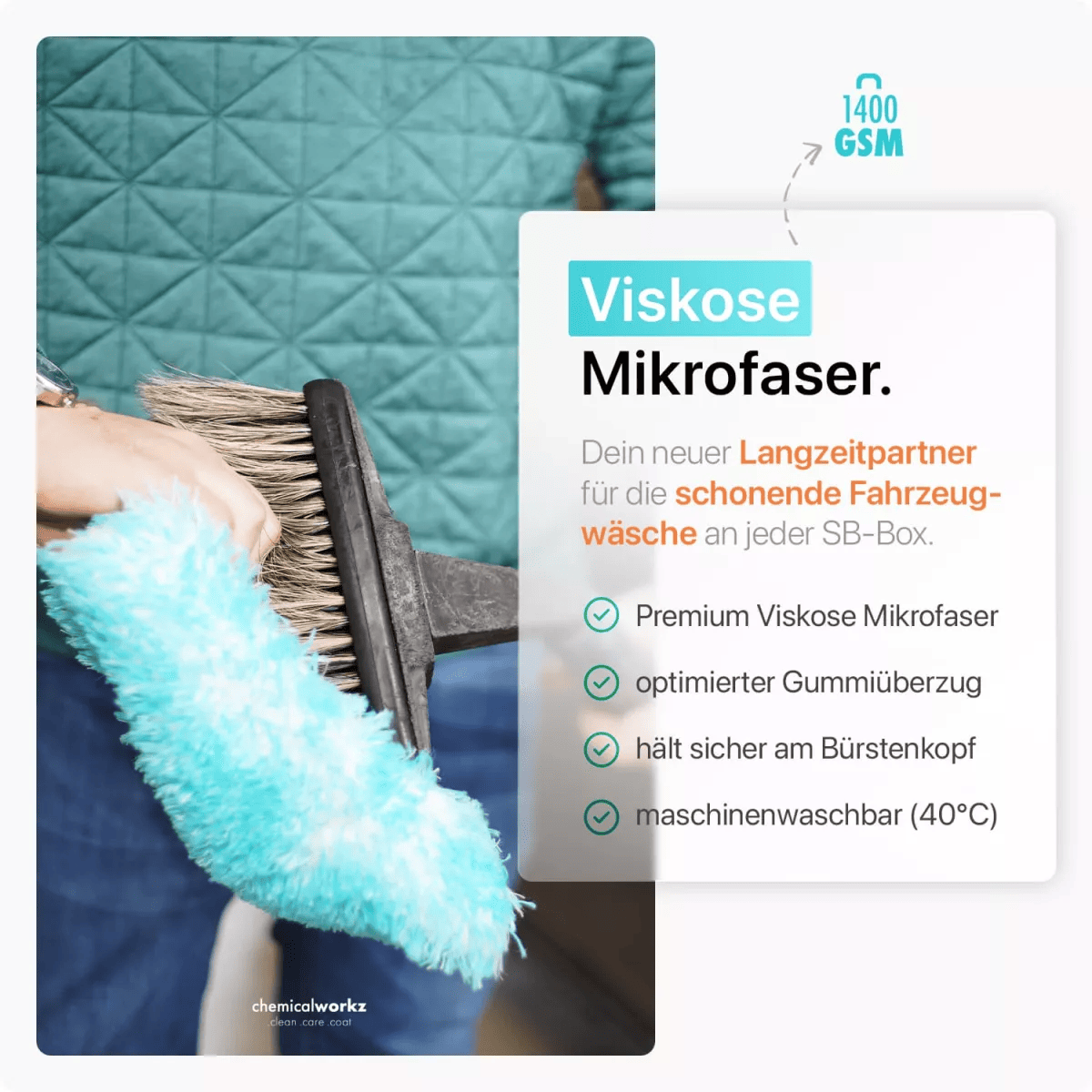 chemicalworkz Wash Brush Cover V2 1400GSM Türkis 17×25cm