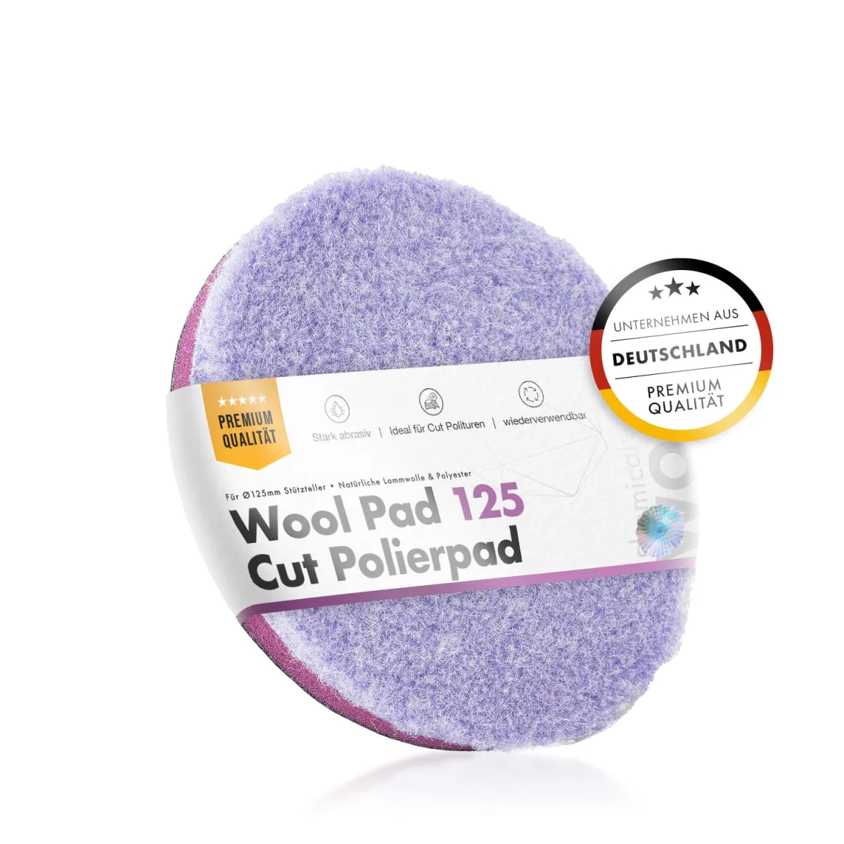 chemicalworkz Wool Cutting Performance Pad 125 mm – Polierpad mit Lammwolle für professionelle Fahrzeugaufbereitung