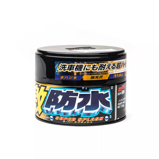 Soft99 Water Block "Super Splash" Autowachs-Dose mit Schwamm – Wachs für Wasserabperleffekt und Glanz auf dunklen Fahrzeugen